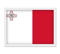 Artery8 Malta National Flag Patriotic Vexillology World Flags Country Region Poster Artwork Framed Wall Art Print A4