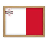 Artery8 Malta National Flag Patriotic Vexillology World Flags Country Region Poster Artwork Framed Wall Art Print A4
