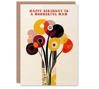 Artery8 Mam Happy Birthday Card Cheerful Spring Flower Blooms Flowers Bright Fun Abstract For Her Greeting Card