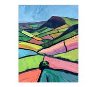 Artery8 Mam Tor Peak District Colourful Oil Painting Wall Art Print | Size: W18" x H24" Artery8 Multicolor W18" x H24"