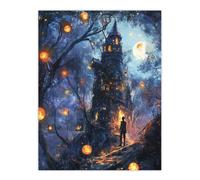 Artery8 Man By Witch House Dark Forest Fantasy Art Wall Art Print in Blue | Size: W18" x H24" Artery8 Blue W18" x H24"
