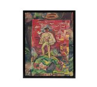 Artery8 Man In Folk Costume Surreal Kubincan Black Framed Canvas Art Print | Size: W18" x H24" Artery8 Multicolor W18" x H24"