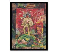 Artery8 Man In Folk Costume Surreal Kubincan Framed Wall Art Print | Size: A3 Artery8 Multicolor A3