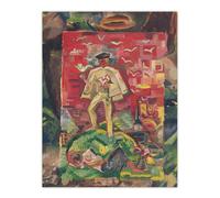 Artery8 Man In Folk Costume Surreal Kubincan Wall Art Poster Print | Size: W24" x H32" Artery8 Multicolor W24" x H32"