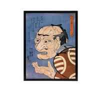 Artery8 Man Portrait From Interlocking Bodies Kuniyoshi Framed Canvas Wall Art in Blue | Size: W18" x H24" Artery8 Blue W18" x H24"
