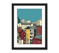Artery8 Manchester City Architecture Styles Cityscape Artwork Framed Wall Art Print 18X24 Inch