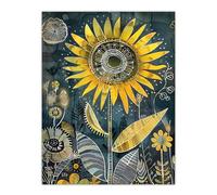 Artery8 Mandala Pattern Orange Blue Sunflower Design Living Room Extra Large XL Wall Art Poster Print