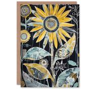 Artery8 Greeting Card Mandala Pattern Sunflower Inverted Design Quirky Blank For All Him Or Her Art Birthday Card