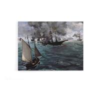 Artery8 Manet USS Kearsarge & CSS Alabama Battle Canvas Wall Art Print | Size: W18" x H24" Artery8 Multicolor W18" x H24"