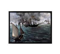 Artery8 Manet USS Kearsarge & CSS Alabama Battle Framed Canvas Wall Art Print | Size: W12" x H16" Artery8 Multicolor W12" x H16"
