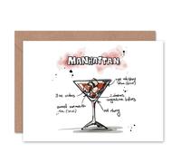 Artery8 Manhattan Cocktail Drink Recipe Drawing Birthday Card Artery8 Multicolor