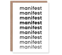 Artery8 Manifest Manifest Manifest Black White Modern Good Luck Card