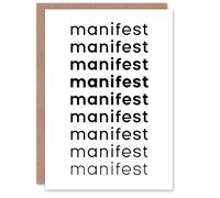 Artery8 Manifest Manifest Manifest Black White Modern Personalised Good Luck Card