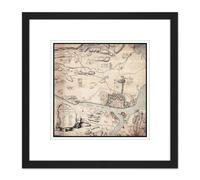 Artery8 Map 1776 Norway Authority Fredrikstad Norway Replica 8X8 Inch Square Wooden Framed Wall Art Print Picture with Mount in Black Artery8 Black