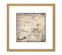 Artery8 Map 1776 Norway Authority Fredrikstad Norway Replica 8X8 Inch Square Wooden Framed Wall Art Print Picture with Mount in Light Oak Artery8 Light Oak