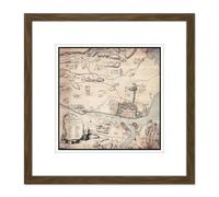 Artery8 Map 1776 Norway Authority Fredrikstad Norway Replica 8X8 Inch Square Wooden Framed Wall Art Print Picture with Mount in Brown Artery8 Brown