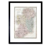 Wee Blue Coo Map 1850 Hall Ireland Print Frame Wooden Framed Picture Poster Gift F12X006