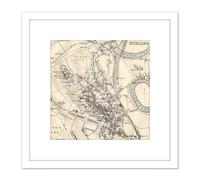 Artery8 Map 1888 Bartholemew Stirling City Scotland Plan 8X8 Inch Square Wooden Framed Wall Art Print Picture with Mount in White Artery8 White