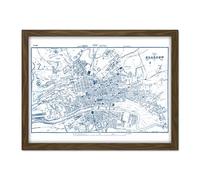 Artery8 Map 1888 Glasgow City Scotland Plan Chart Artwork Framed Wall Art Print 18X24 Inch