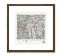 Artery8 Map 1928 Polish Military Tarnopol Area Poland Replica 8X8 Inch Square Wooden Framed Wall Art Print Picture with Mount in Brown Artery8 Brown