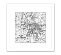 Artery8 Map 1931 Carlisle City England Plan Chart 8X8 Inch Square Wooden Framed Wall Art Print Picture with Mount in White Artery8 White