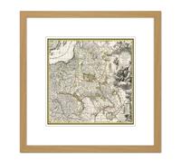 Artery8 Map Antique 1696 Allard Poland Lithuania Old Replica 8X8 Inch Square Wooden Framed Wall Art Print Picture with Mount in Light Oak Artery8 Light Oak