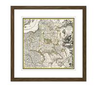 Artery8 Map Antique 1696 Allard Poland Lithuania Old Replica 9X9 Inch Square Wooden Framed Wall Art Print Picture with Mount