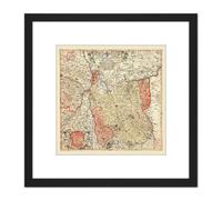 Artery8 Map Antique 1724 Nigrinus Duchy Teschen Old Replica 8X8 Inch Square Wooden Framed Wall Art Print Picture with Mount in Black Artery8 Black