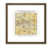 Artery8 Map Antique 1880 Pgs Berlin Geological Old Replica 8X8 Inch Square Wooden Framed Wall Art Print Picture with Mount in Brown Artery8 Brown