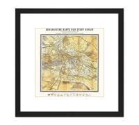 Artery8 Map Antique 1880 Pgs Berlin Geological Old Replica 8X8 Inch Square Wooden Framed Wall Art Print Picture with Mount in Black Artery8 Black