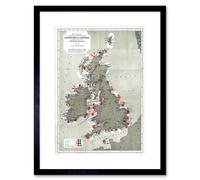 Artery8 Map Antique 1884 Price Lighthouses Lightships British Isle Framed Art in Grey | Size: W12" x H16" Artery8 Grey W12" x H16"