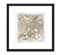 Artery8 Map Antique 1922 Reich Office Berlin City Old Replica 8X8 Inch Square Wooden Framed Wall Art Print Picture with Mount in Black Artery8 Black