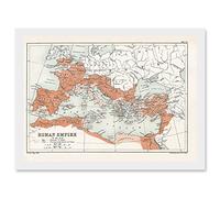 Map Antique Bartholemew Rome Roman Empire Mediterranean Artwork Framed Wall Art Print A4 Artery8 White One Size