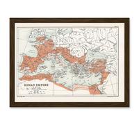 Artery8 Map Antique Bartholemew Rome Roman Empire Mediterranean Artwork Framed Wall Art Print A4 in Brown Artery8 Brown