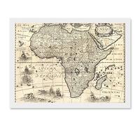 Map Antique Continental Africa Bertius Vintage Cartography A4 Artwork Framed Wall Art Print Artery8 White One Size