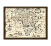 Map Antique Continental Africa Bertius Vintage Cartography A4 Artwork Framed Wall Art Print Artery8 Brown One Size