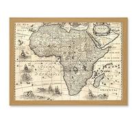 Map Antique Continental Africa Bertius Vintage Cartography A4 Artwork Framed Wall Art Print Artery8 Light Oak One Size