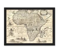 Map Antique Continental Africa Bertius Vintage Cartography A4 Artwork Framed Wall Art Print Artery8 Black One Size