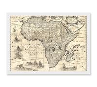 Map Antique Continental Africa Bertius Vintage Cartography A4 Artwork Framed Wall Art Print Artery8 White One Size