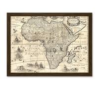 Map Antique Continental Africa Bertius Vintage Cartography A4 Artwork Framed Wall Art Print Artery8 Brown One Size