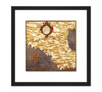 Artery8 Map Antique Danti Gold Atlas Mexico Historic Replica 8X8 Inch Square Wooden Framed Wall Art Print Picture with Mount in Black Artery8 Black