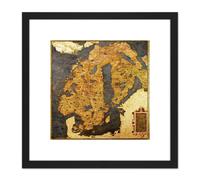 Artery8 Map Antique Danti Gold Atlas Scandinavia Old Replica 8X8 Inch Square Wooden Framed Wall Art Print Picture with Mount in Black Artery8 Black