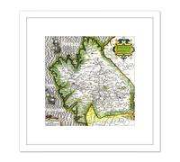 Artery8 Map Antique Mercator 16th Century Galicia Old Replica 8X8 Inch Square Wooden Framed Wall Art Print Picture with Mount in White Artery8 White