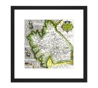 Artery8 Map Antique Mercator 16th Century Galicia Old Replica 8X8 Inch Square Wooden Framed Wall Art Print Picture with Mount in Black Artery8 Black