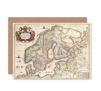 Artery8 Map Antique Scandinavia Norway Sweden Finland Art Card Artery8 Multicolor