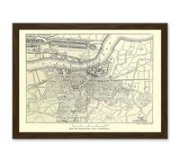 Map Antique Woolwich Plumstead London River Thames Artwork Framed Wall Art Print A4 Artery8 Brown One Size