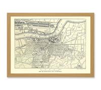 Map Antique Woolwich Plumstead London River Thames Artwork Framed Wall Art Print A4 Artery8 Light Oak One Size