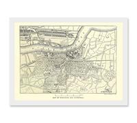 Map Antique Woolwich Plumstead London River Thames Artwork Framed Wall Art Print A4 Artery8 White One Size
