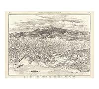 Artery8 Map ATCJ 1894 Bird's Eye View Hobart Tasmania Australia Art Print Canvas Premium Wall Decor Poster Mural