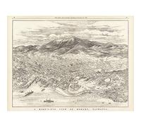 Artery8 Map ATCJ 1894 Bird's Eye View Hobart Tasmania Australia Large Wall Art Poster Print Thick Paper 18X24 Inch